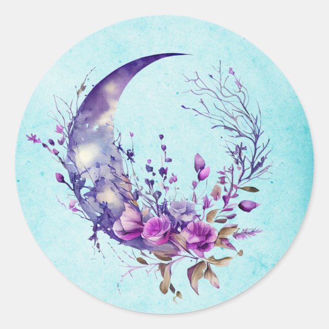 Lila-Moon-Aufkleber Runder Aufkleber (Vorderseite)