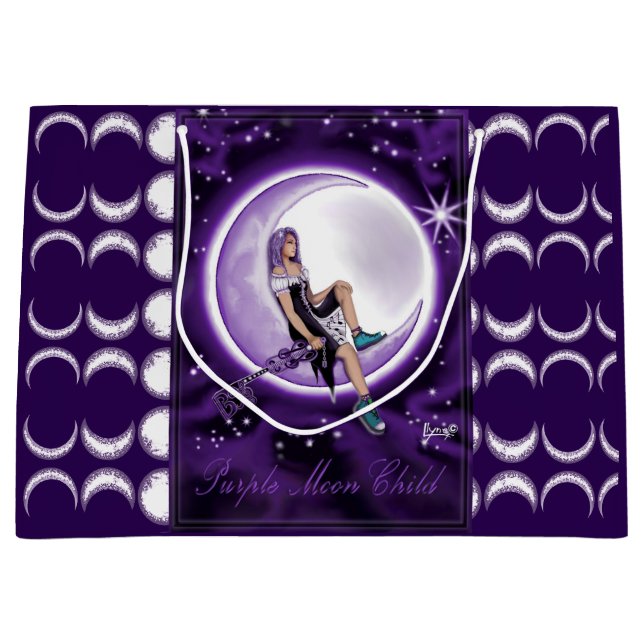 Lila Moon Child Große Geschenktasche Geschenktüte (Vorderseite)
