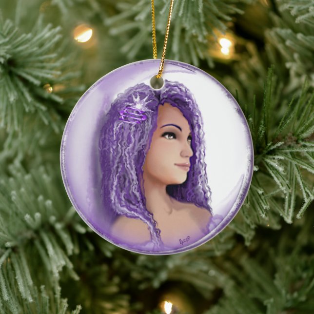 Lila Moon Child Keramik Ornament (Baum)
