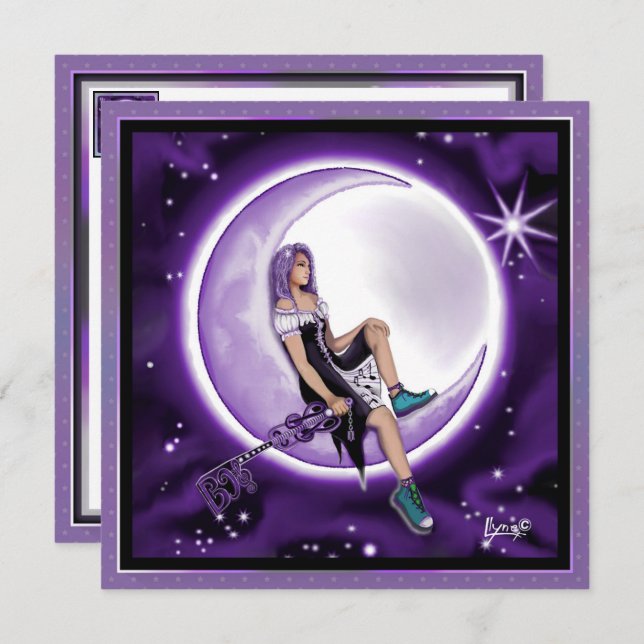 Lila Moon Child leere Karte (Vorne/Hinten)