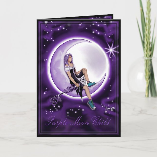 Lila Moon Child leere Karte (Vorderseite)