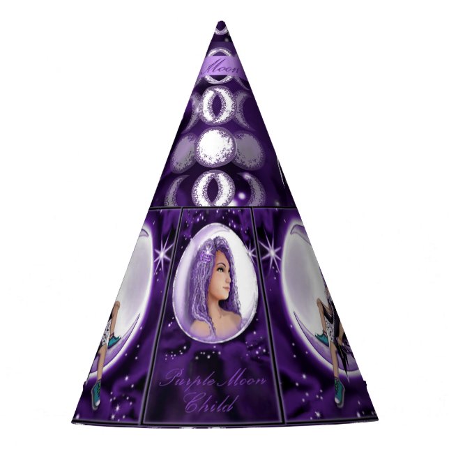 Lila Moon Child Party Hat Partyhütchen (Vorderseite)