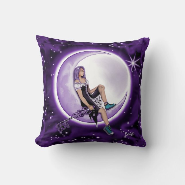 Lila Moon Child Throw Kissen (Vorderseite)