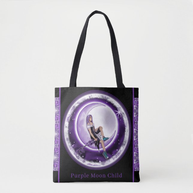 Lila Moon Child Totbeutel Tasche (Vorderseite)