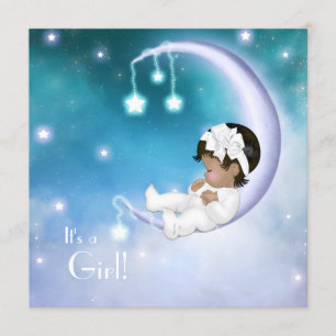Lila Moon Ethnic Baby Girl Dusche Einladung