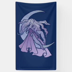 Lila Moon Goddess Wiccan Triple Moon Symbol Art Banner