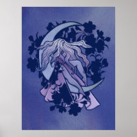 Lila Moon Goddess Wiccan Triple Moon Symbol Art