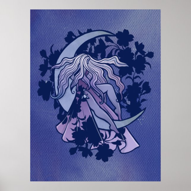 Lila Moon Goddess Wiccan Triple Moon Symbol Art Poster (Vorne)