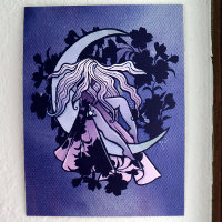 Lila Moon Goddess Wiccan Triple Moon Symbol Art