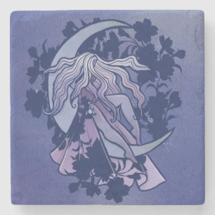 Lila Moon Goddess Wiccan Triple Moon Symbol Art Steinuntersetzer