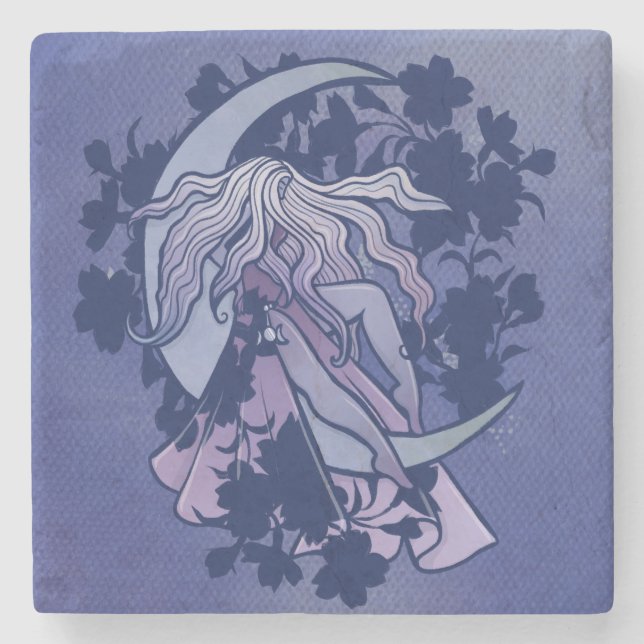 Lila Moon Goddess Wiccan Triple Moon Symbol Art Steinuntersetzer (Vorderseite)