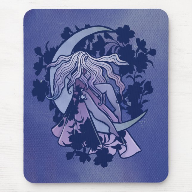 Lila Moon Goddess Wiccan Triple Moon Symbol Mousepad (Vorne)