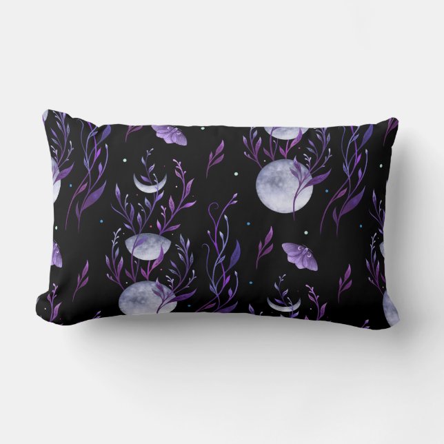 Lila Moons und botanisches Kissen (Vorderseite)