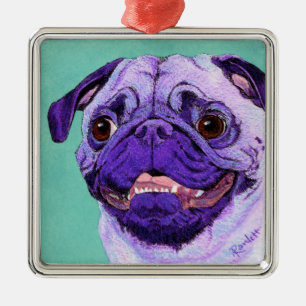 Lila Mops Ornament Aus Metall