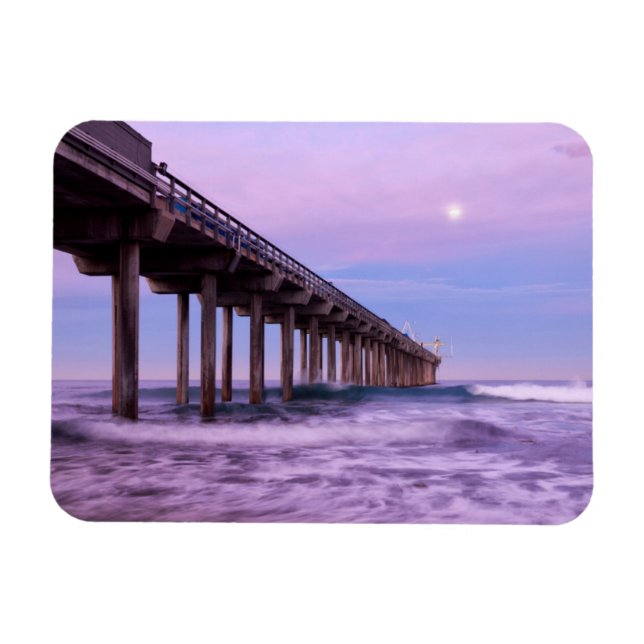 Lila Morgendämmerung über Pier, Kalifornien Magnet (Horizontal)