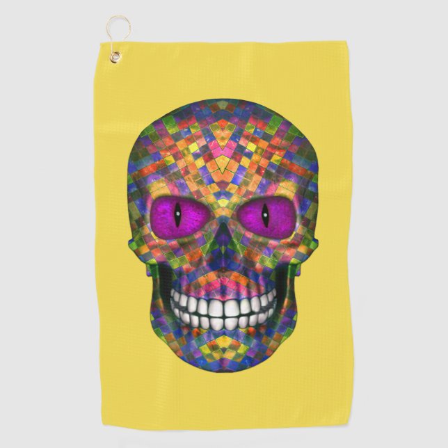 Lila Mosa Zucker Skull Zombie Untote Golfhandtüche Golfhandtuch (Vorderseite)