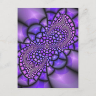 Lila Mosaik-Fraktal-Blume Postkarte