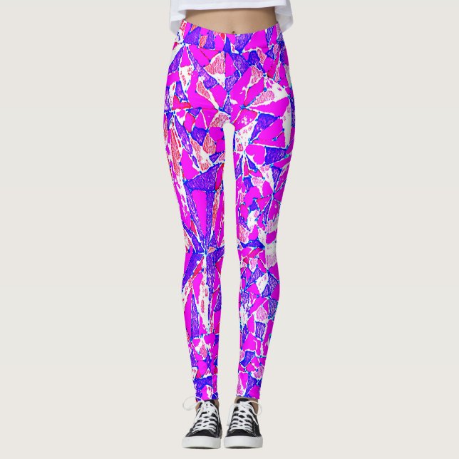 Lila Mosaik Leggings (Vorderseite)