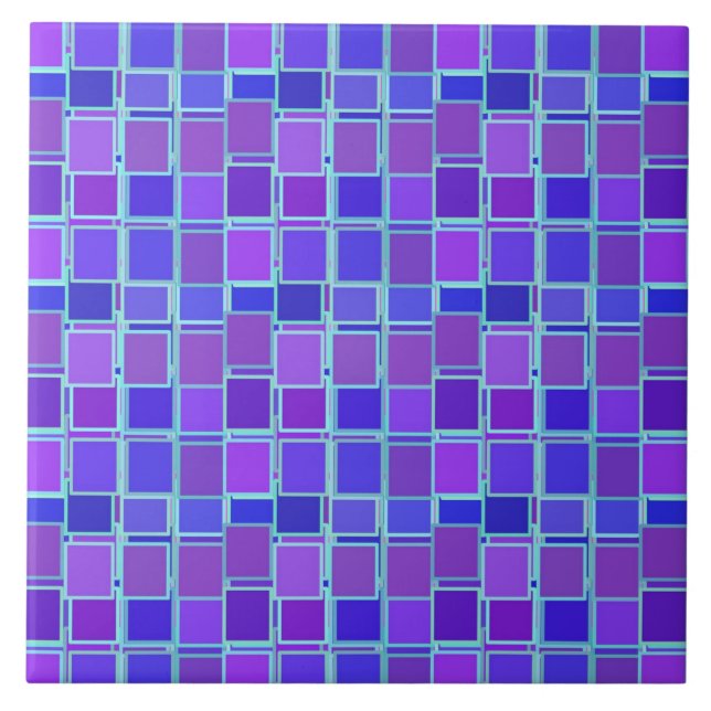 Lila Mosaik-Quadrat-Fliesenmuster Fliese (Vorderseite)