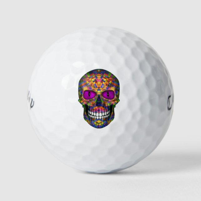 Lila Mosaik Zucker Skull Zombie Golf Balls Golfball (Vorderseite)