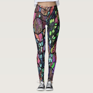 Lila Mosaikbild Leggings