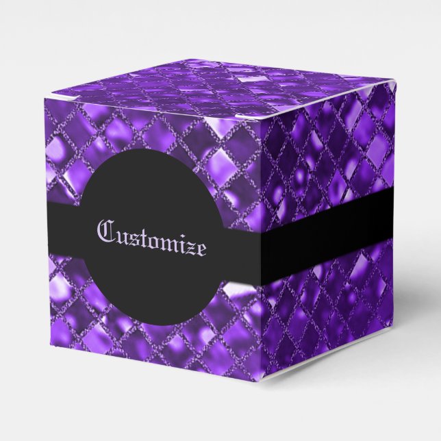 Lila Mosaikmuster-Cube-Gefälligkeitsfeld Geschenkschachtel (Vorderseite)