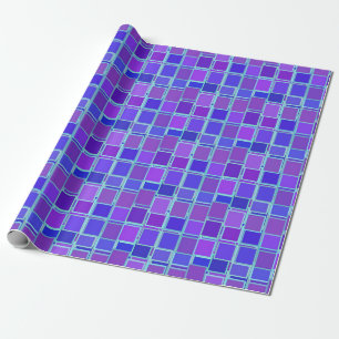 Lila Mosaikquadrate Fliesenmuster Geschenkpapier