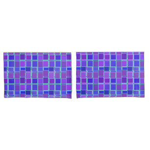 Lila Mosaikquadrate Fliesenmuster Kissenbezug