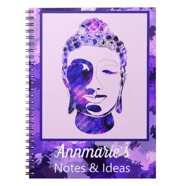 Lila Motivierend Buddha Head Personalisiert Notizblock (Vorderseite)
