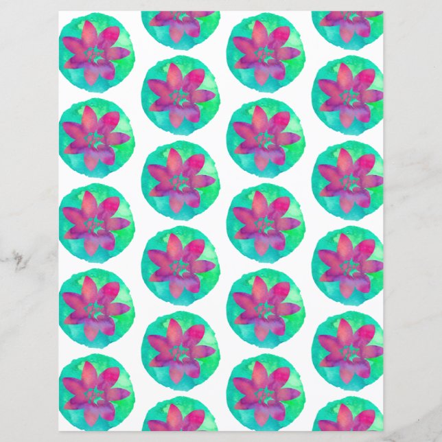 Lila Multicolor Tropical Blume Scrapbook Paper (Vorderseite)