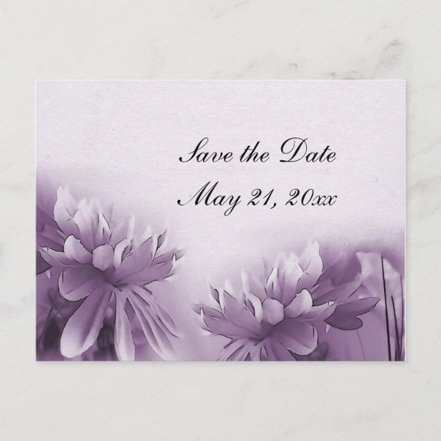 Lila Mums Postkarte - Save the Date (Vorderseite)