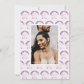 Lila Muschel Wasserfarbe Foto & QR Save The Date