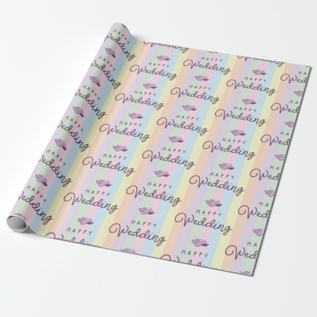 Lila Muscheln glücklich Hochzeit Küste farbenfrohe Geschenkpapier (Ungerollt)