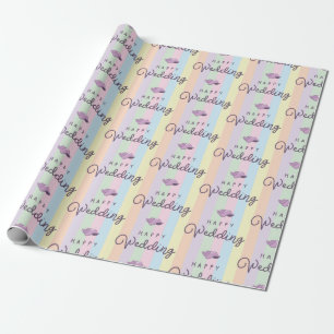 Lila Muscheln Glückliche Hochzeit Küstenbunt Stran Geschenkpapier