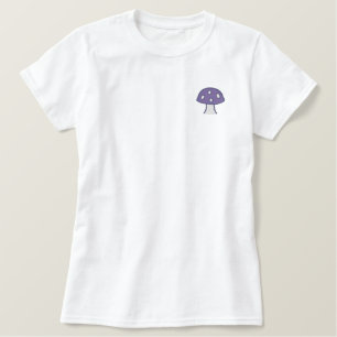 Lila Mushroom bestickter T - Shirt
