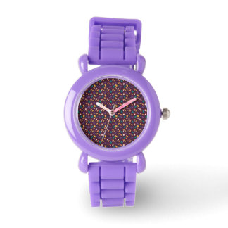 Lila Mushroom-Leaf-Muster Silicone-Uhr Armbanduhr