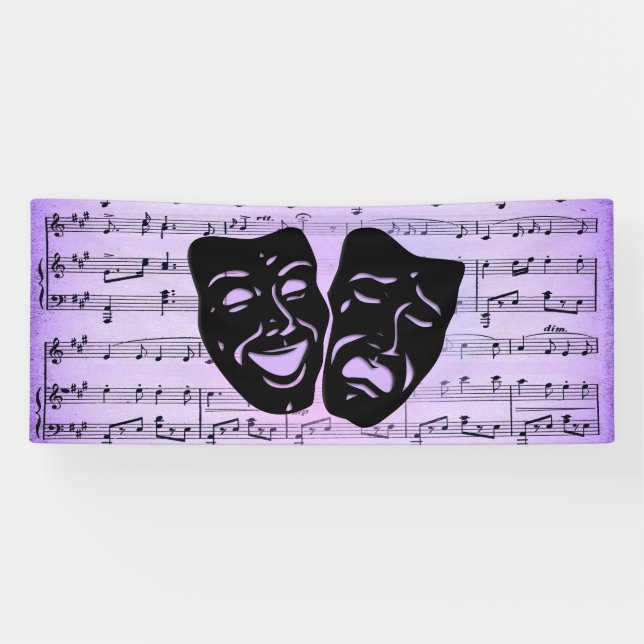 Lila Musik- und Theatermasken Banner (Horizontal)