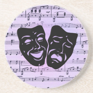 Lila Musik- und Theatermasken Getränkeuntersetzer