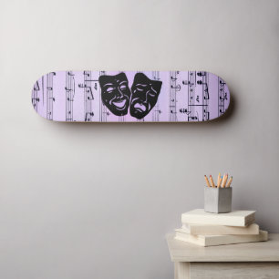 Lila Musik- und Theatermasken Skateboard