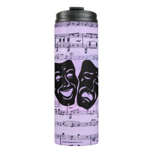 Lila Musik- und Theatermasken Thermosbecher