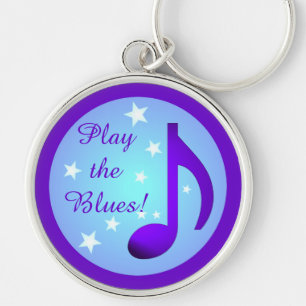 Lila Musiknote Blue Circle Stars spielen Blues Schlüsselanhänger
