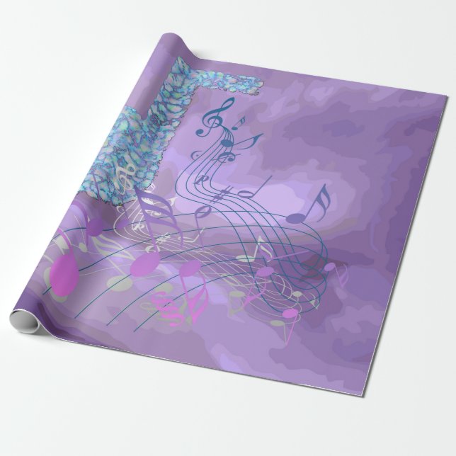 Lila Musiknoten Abstraktes Schleifpapier Geschenkpapier (Ungerollt)