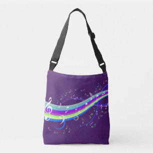 Lila Musiknoten-Wellen-Taschen-Tasche Tragetaschen Mit Langen Trägern