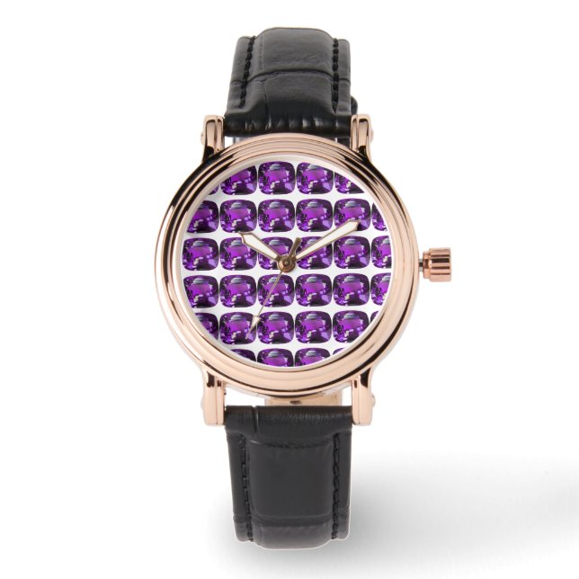 Lila Muster Armbanduhr (Vorderseite)
