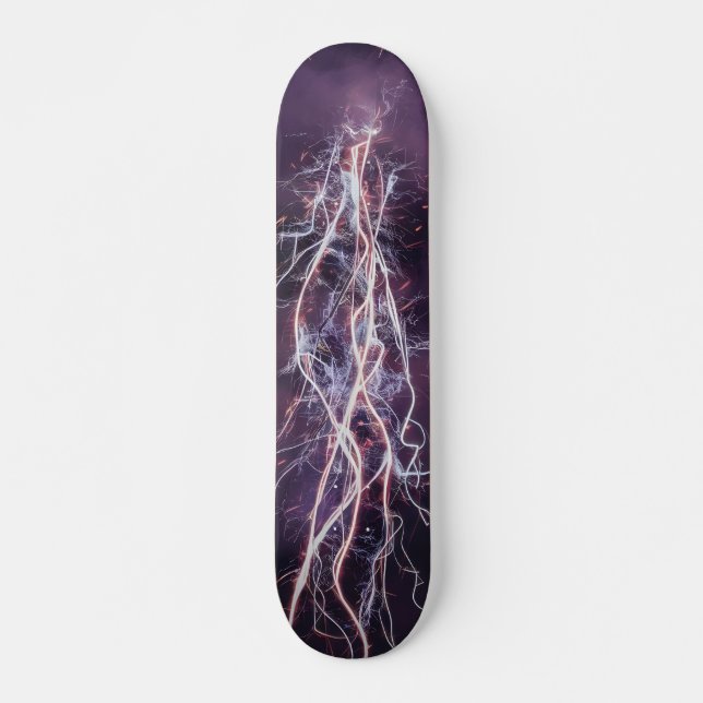 Lila Muster der elektrischen Blitze Skateboard (Vorne)