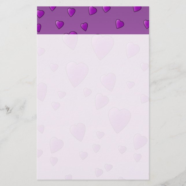 Lila Muster der Liebe Herz. Briefpapier (Vorderseite)