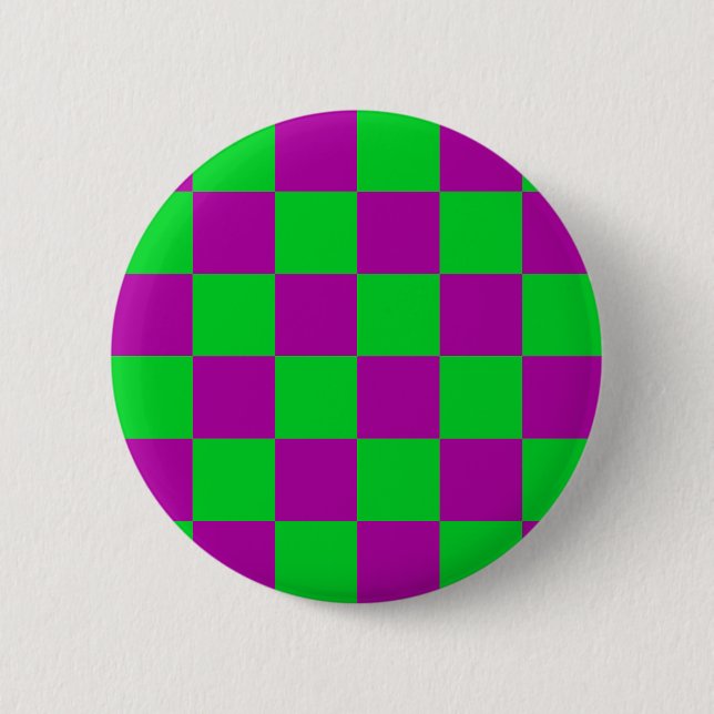 Lila Muster eines grün karierten Karos Button (Vorderseite)