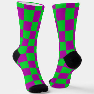 Lila Muster eines grün karierten Karos Socken