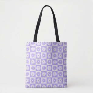 Lila Muster für Hippie-Blume-Checkerboard Tasche