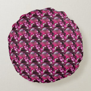 Lila Muster Rundes Kissen